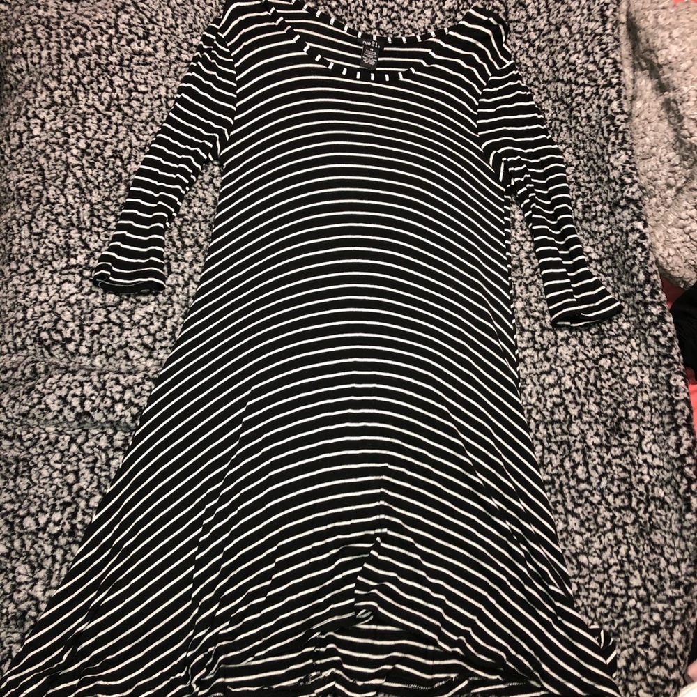 Black & White striped flows dress